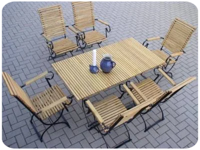 klassische ITER® Gartenmöbel Robinie Metall mit 6 Hochlehnerstühlen