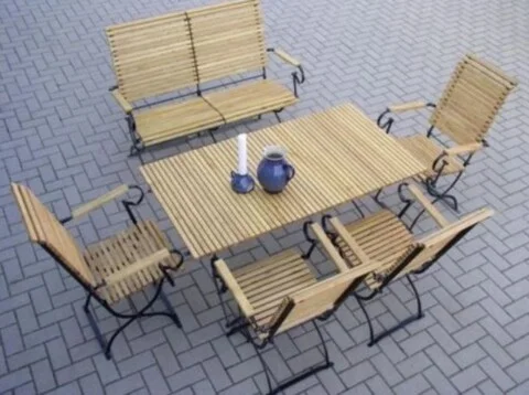 klassische Gartenmöbel ITER® Gartenbank Set-Robinie Metall